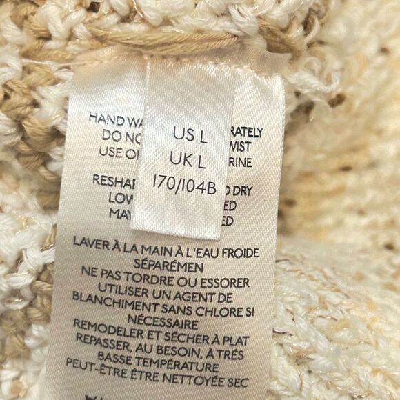 Free People Starlight Sweater Pearl Island Stripes Cream Oatmeal Comfy Size L - Picture 7 of 12